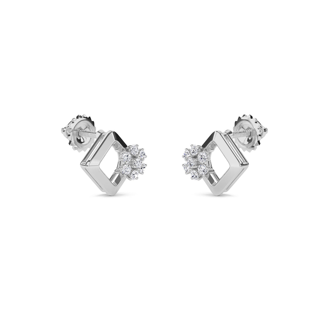 Regal Clasp Lab Grown Diamond Stud Earrings (Silver)
