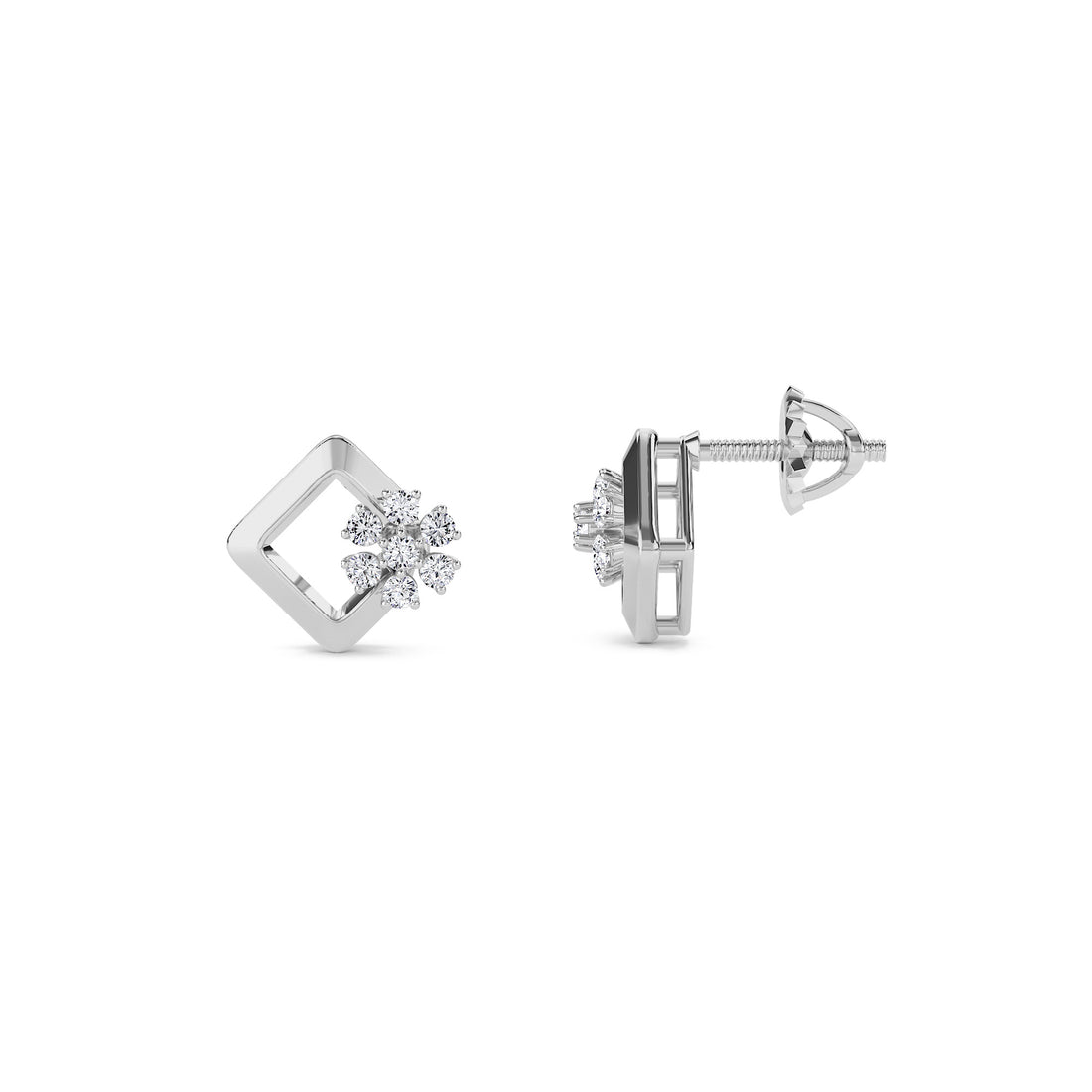 Regal Clasp Lab Grown Diamond Stud Earrings (Silver)