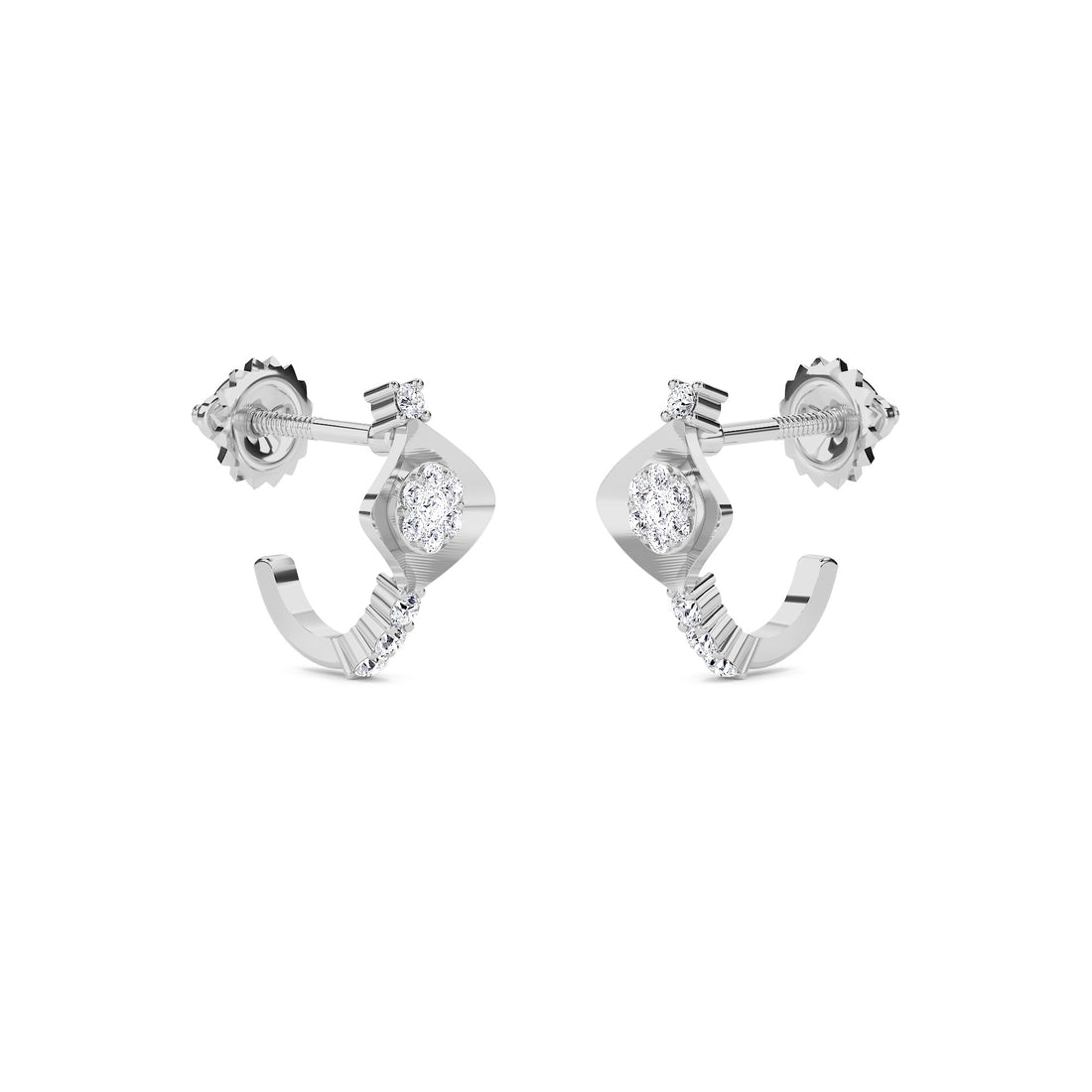 Tiny Lab Grown Diamond Hoop Earrings (Silver)