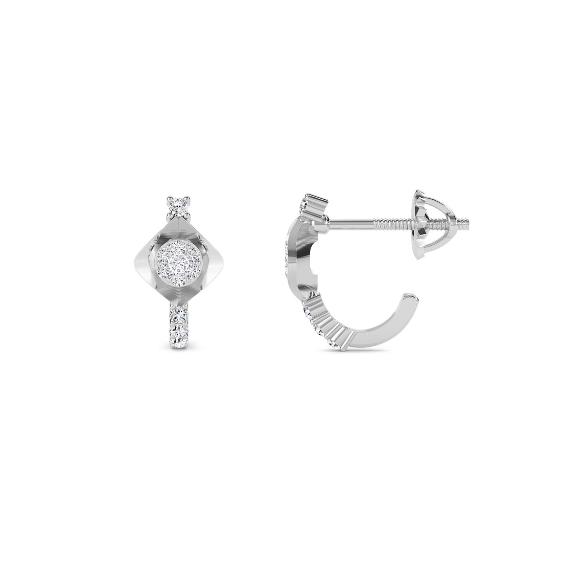 Tiny Lab Grown Diamond Hoop Earrings (Silver)