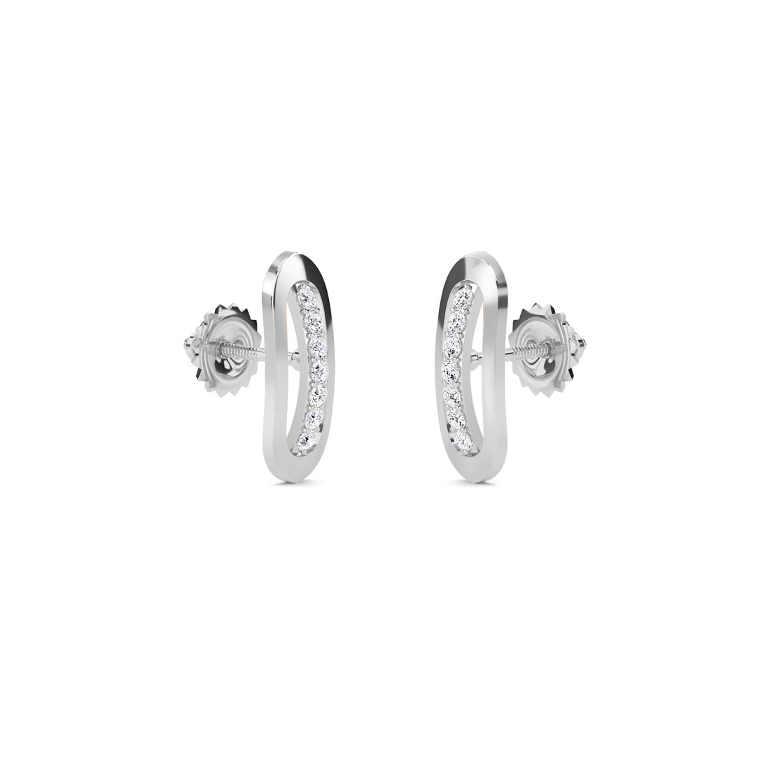 Stackable Diamond Bar Studs Earrings (Silver)