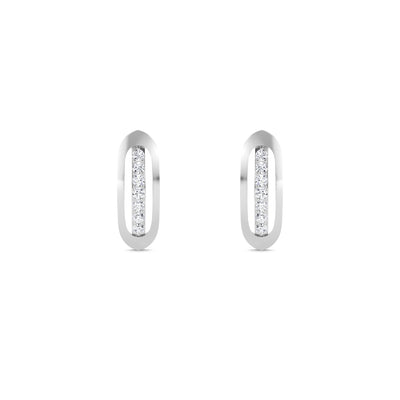 Stackable Diamond Bar Studs Earrings (Silver)