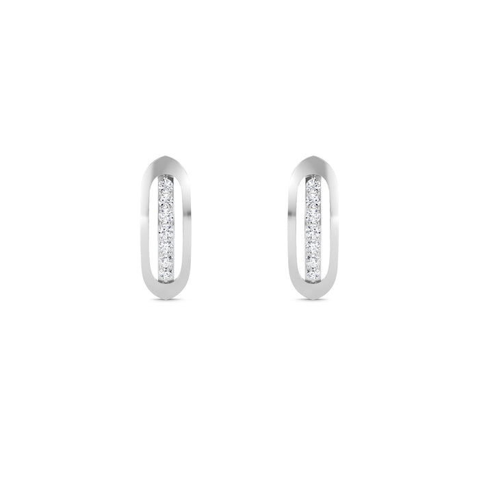 Stackable Diamond Bar Studs Earrings (Silver)