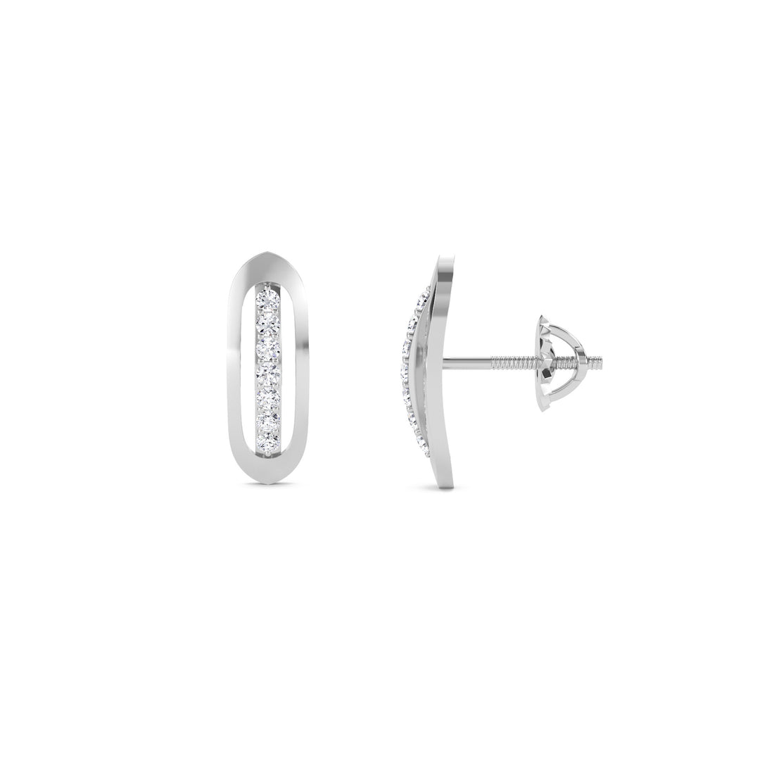 Stackable Diamond Bar Studs Earrings (Silver)
