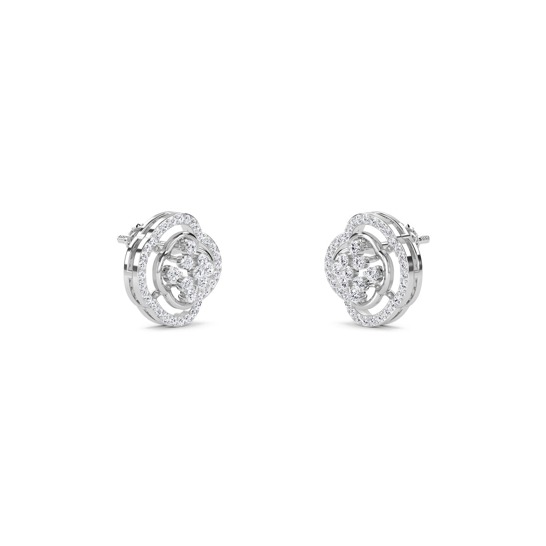 Floral Swag Diamond Studs Earrings (Silver)