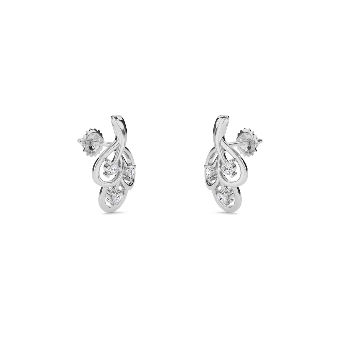 Unique Leaf Style Diamond Daily Wear Earrings (Silver)