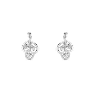 Unique Leaf Style Diamond Daily Wear Earrings (Silver)