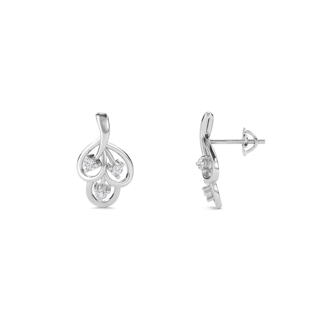Unique Leaf Style Diamond Daily Wear Earrings (Silver)