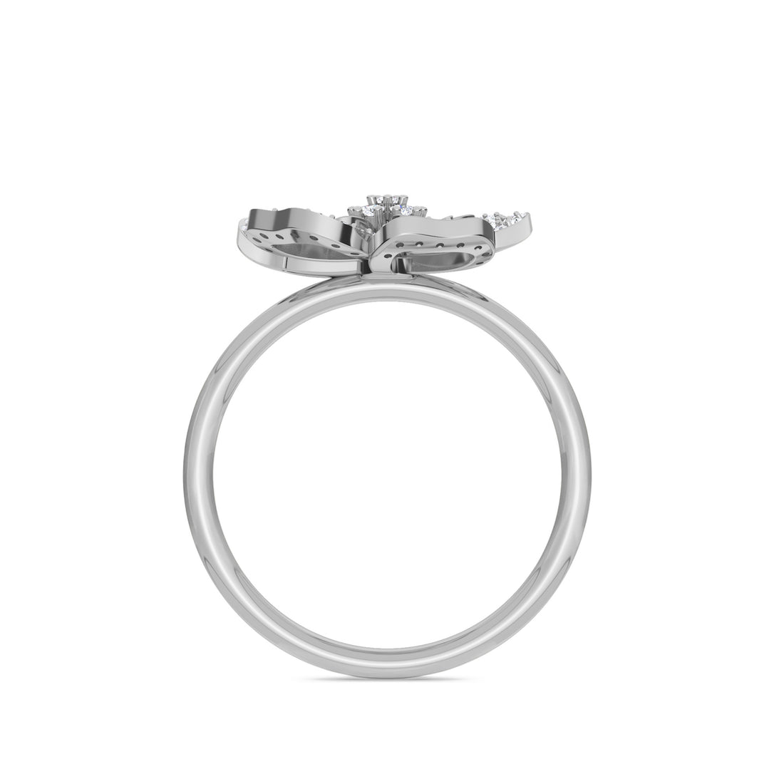 Designer Silver Diamond Floret Ring (Silver)