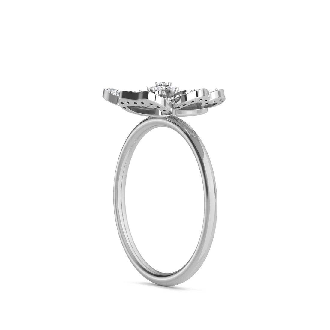 Designer Yellow Gold Diamond Floret Ring (Silver)