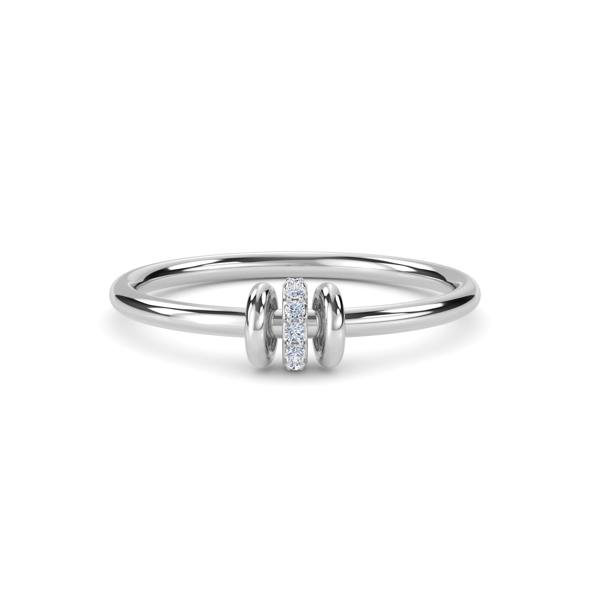 Carnival Round Lab-Grown Diamond Pave Charm Ring (Silver)