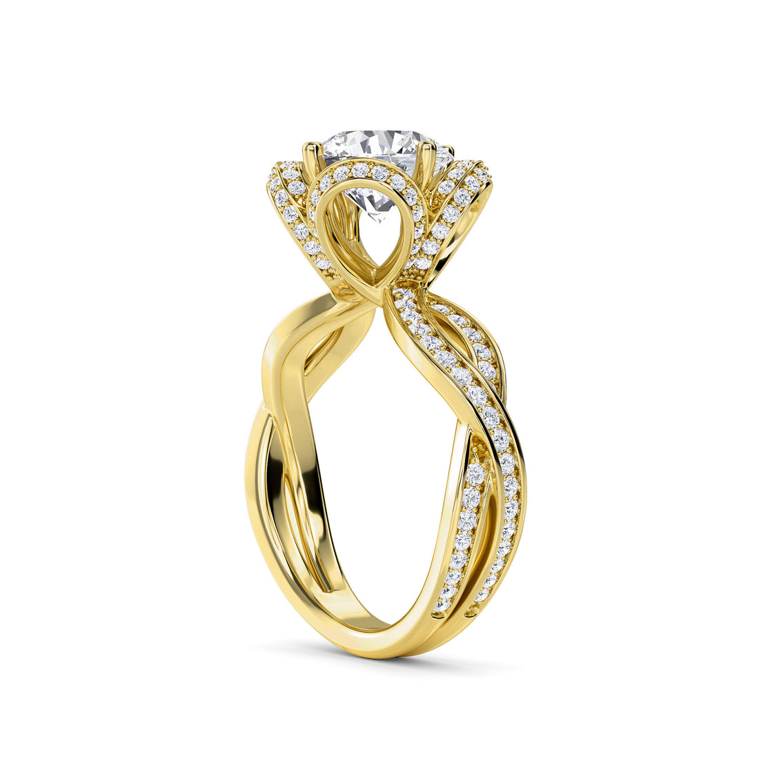 Gleaming Twisted Band Diamond Ring
