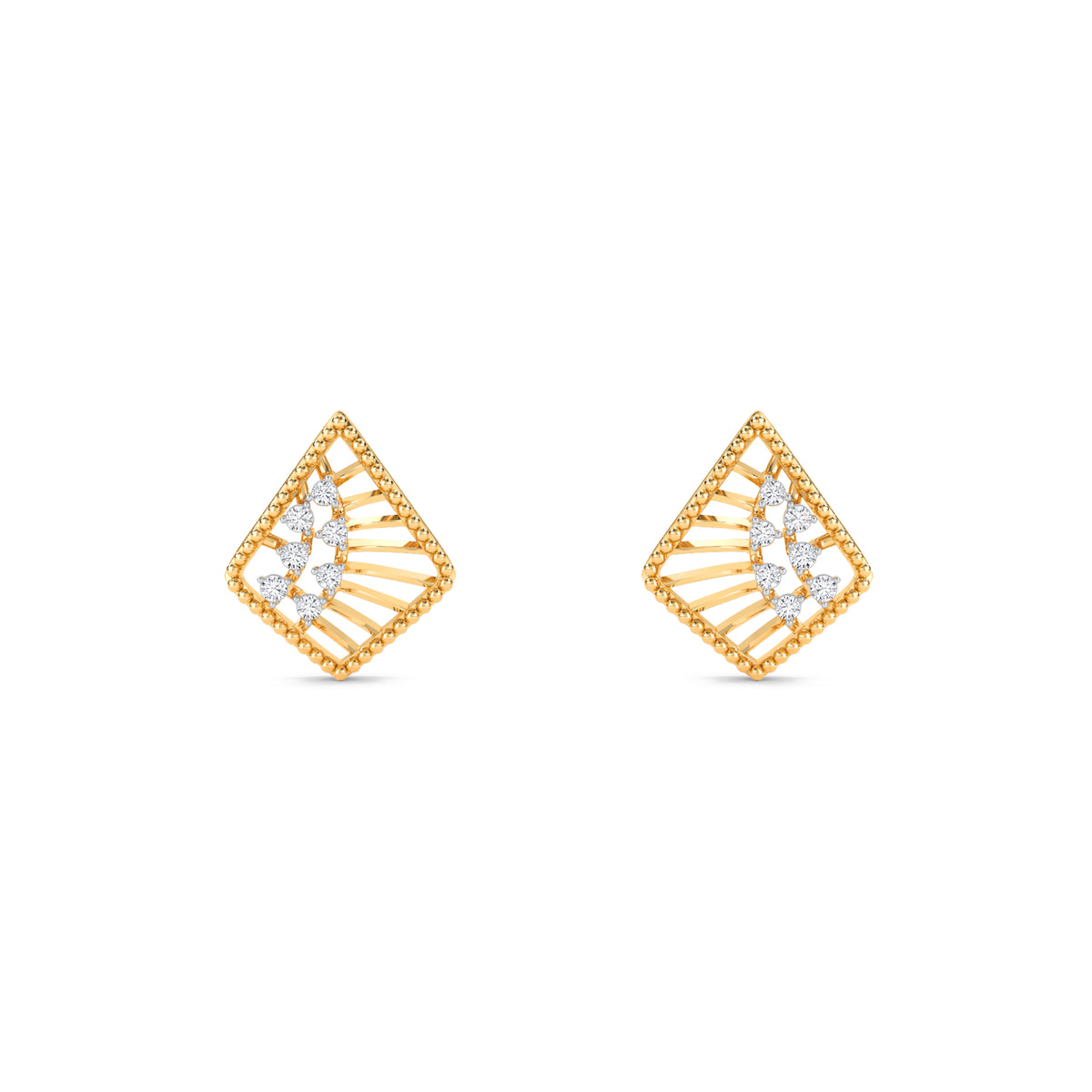 Kite Shape Diamond Grils Studs Earrings