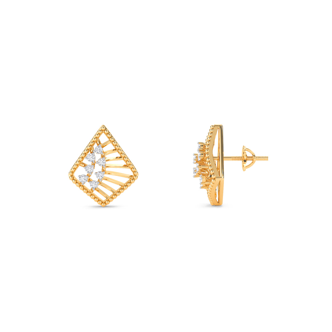 Kite Shape Diamond Grils Studs Earrings