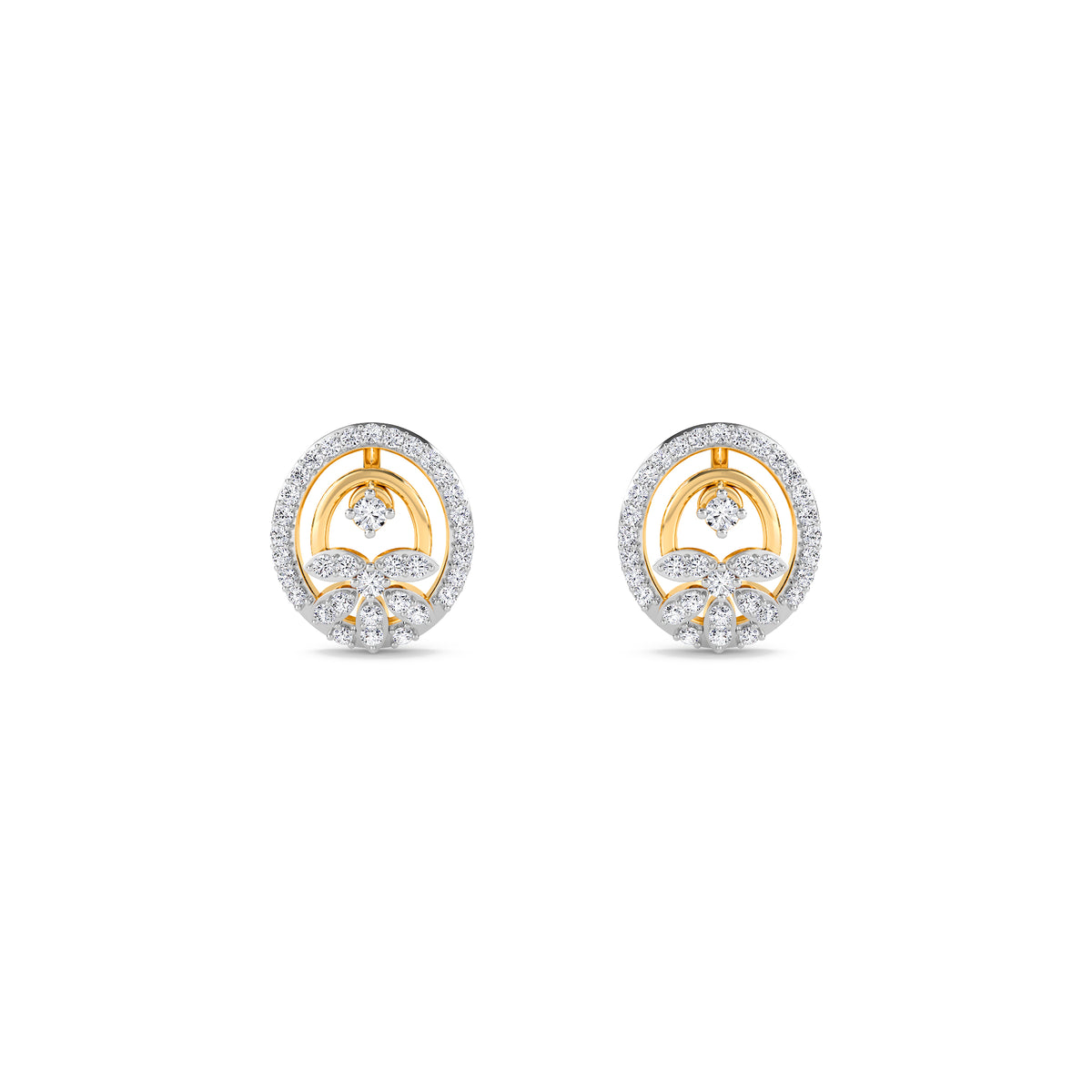 Stylish Round Diamond Swirl Grils Studs