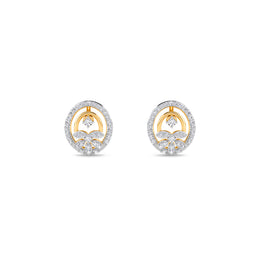 Stylish Round Diamond Swirl Grils Studs