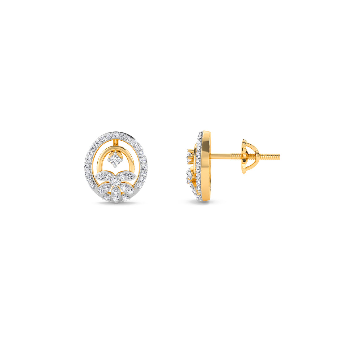 Stylish Round Diamond Swirl Grils Studs