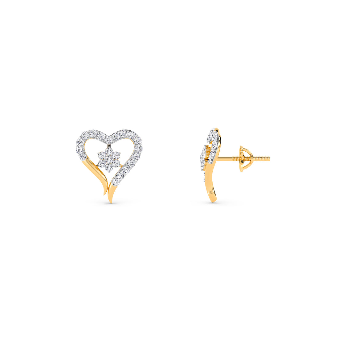 Lovely Heart Shaped Diamond Studs Earrings