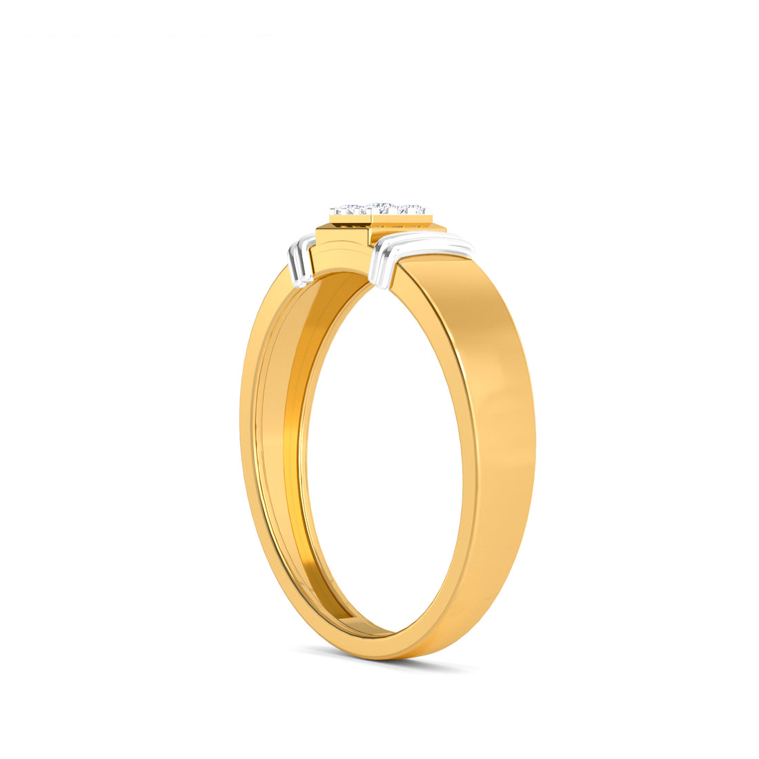 Princess Shape Diamond Cluster Two Tone Mens Ring