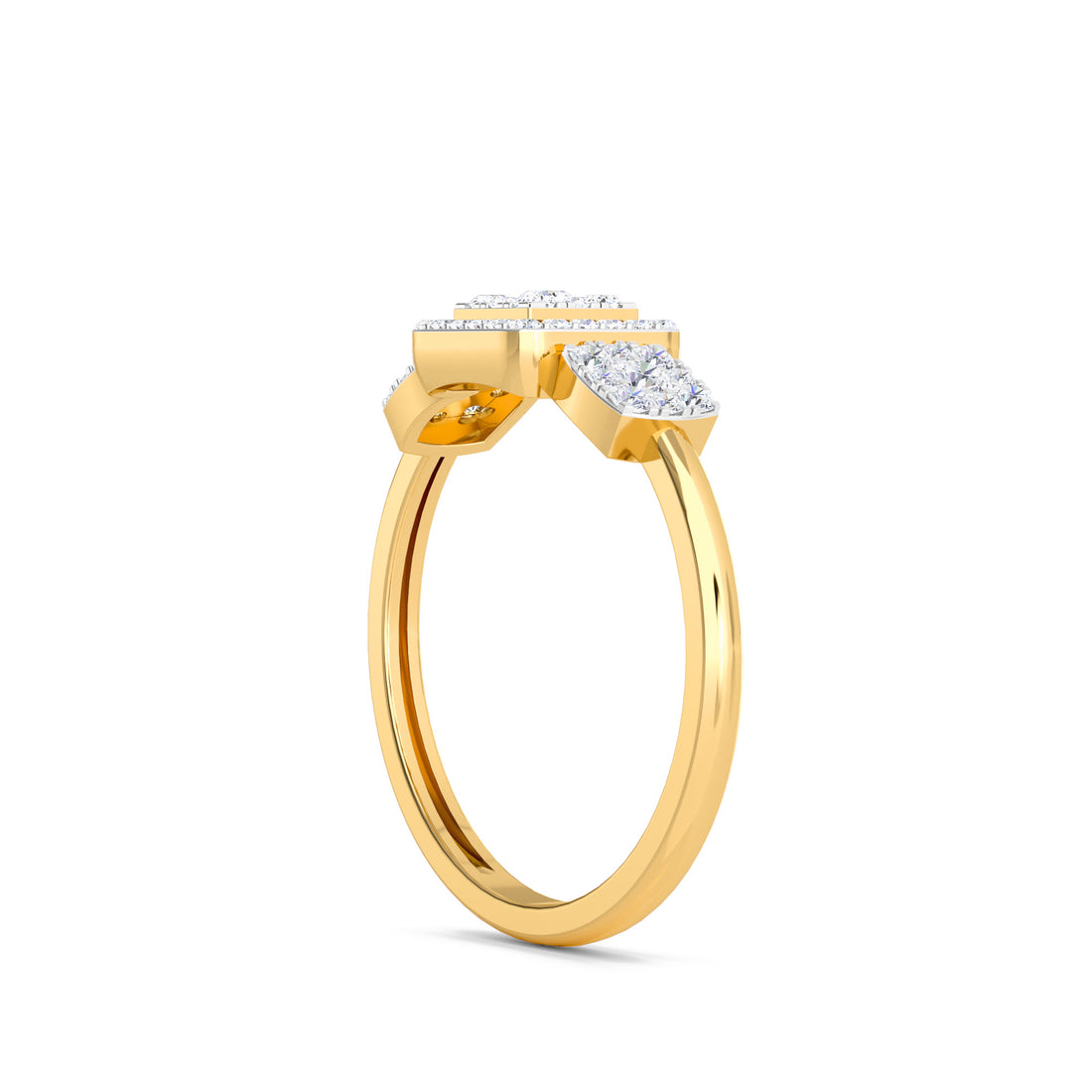 Modern Cluster Diamond Three Stone Style Ring
