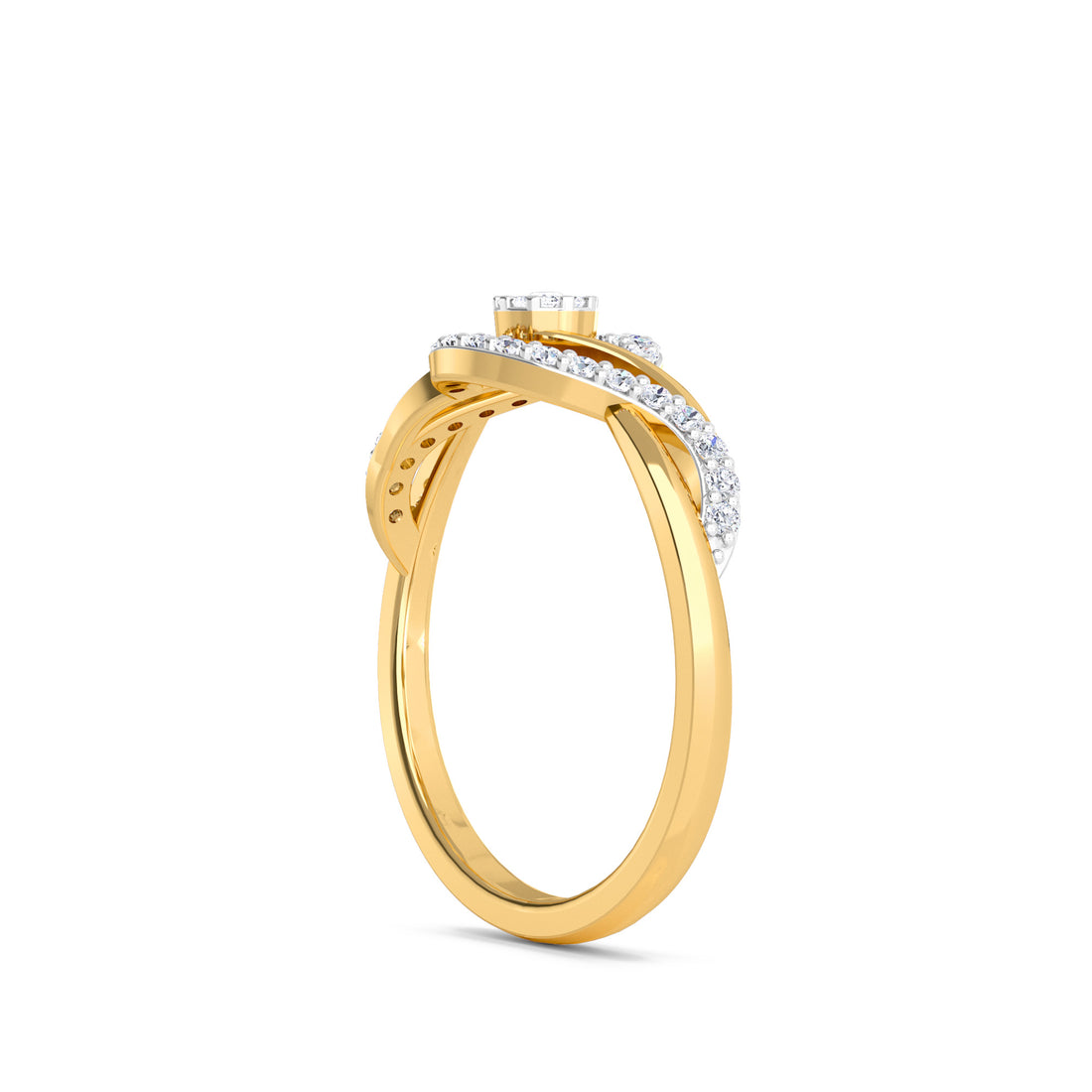 Unique Diamond Rose Gold Swirl Two Tone Ring