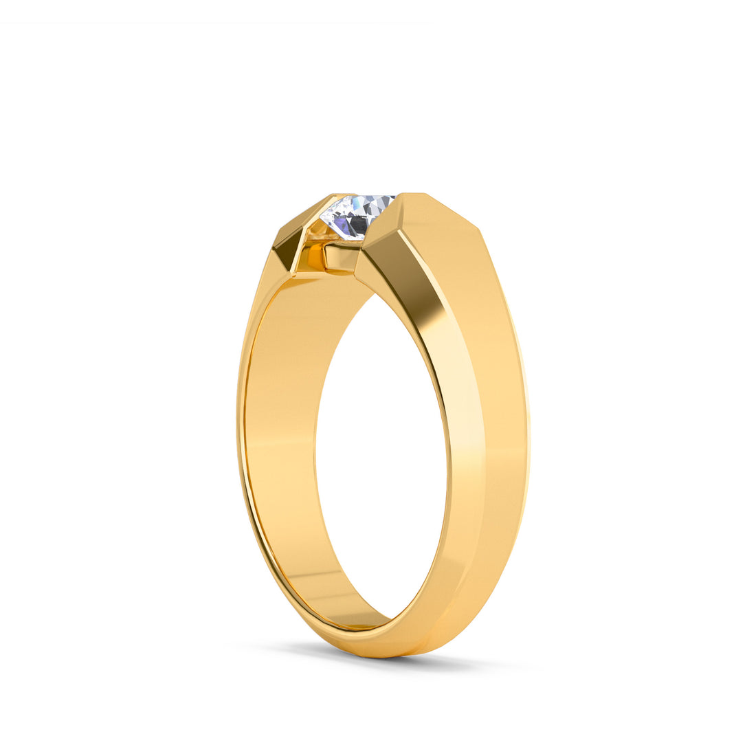Trendy Round Diamond Solitaire Mens Ring