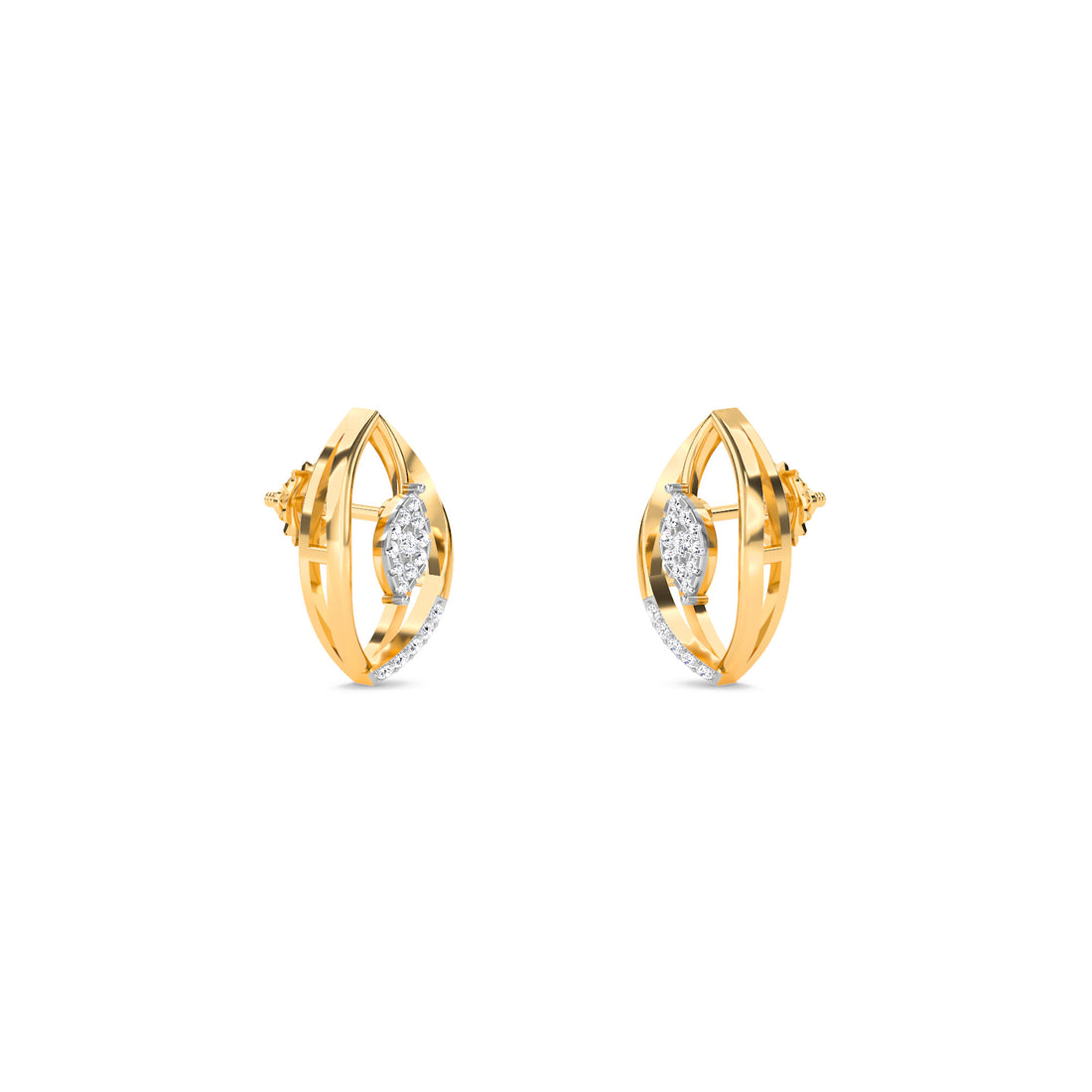 Marquise Shped Leaf Diamond Studs Earrings