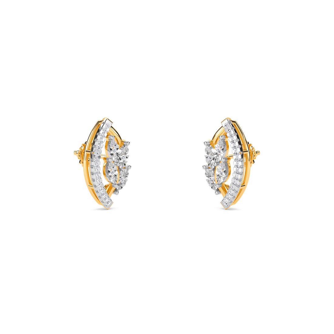 Classic Marquise Shaped Diamond Leaf Studs