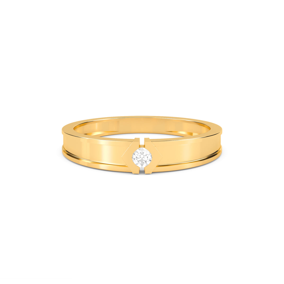 Lab Grown Diamond Solitaire Ring for Men in Gold – Modern Minimal Design