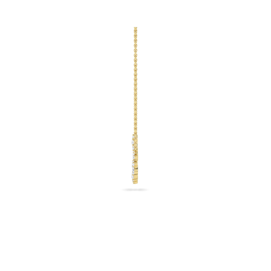 14K Rose Gold Mixed Diamond Circle Pendant in yellow gold, side view - lab grown diamond pendant from Everlight Jewels