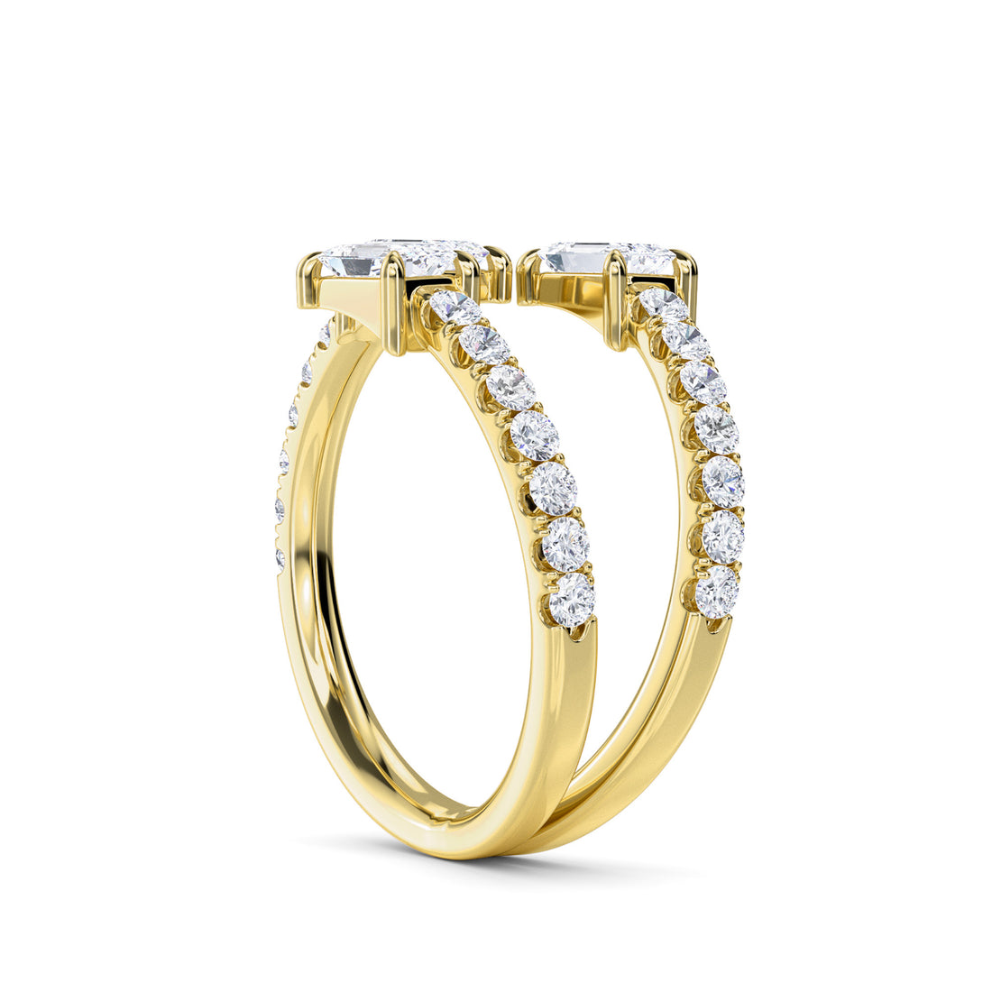 Open Bypass Style Baguette Diamond Dainty Band