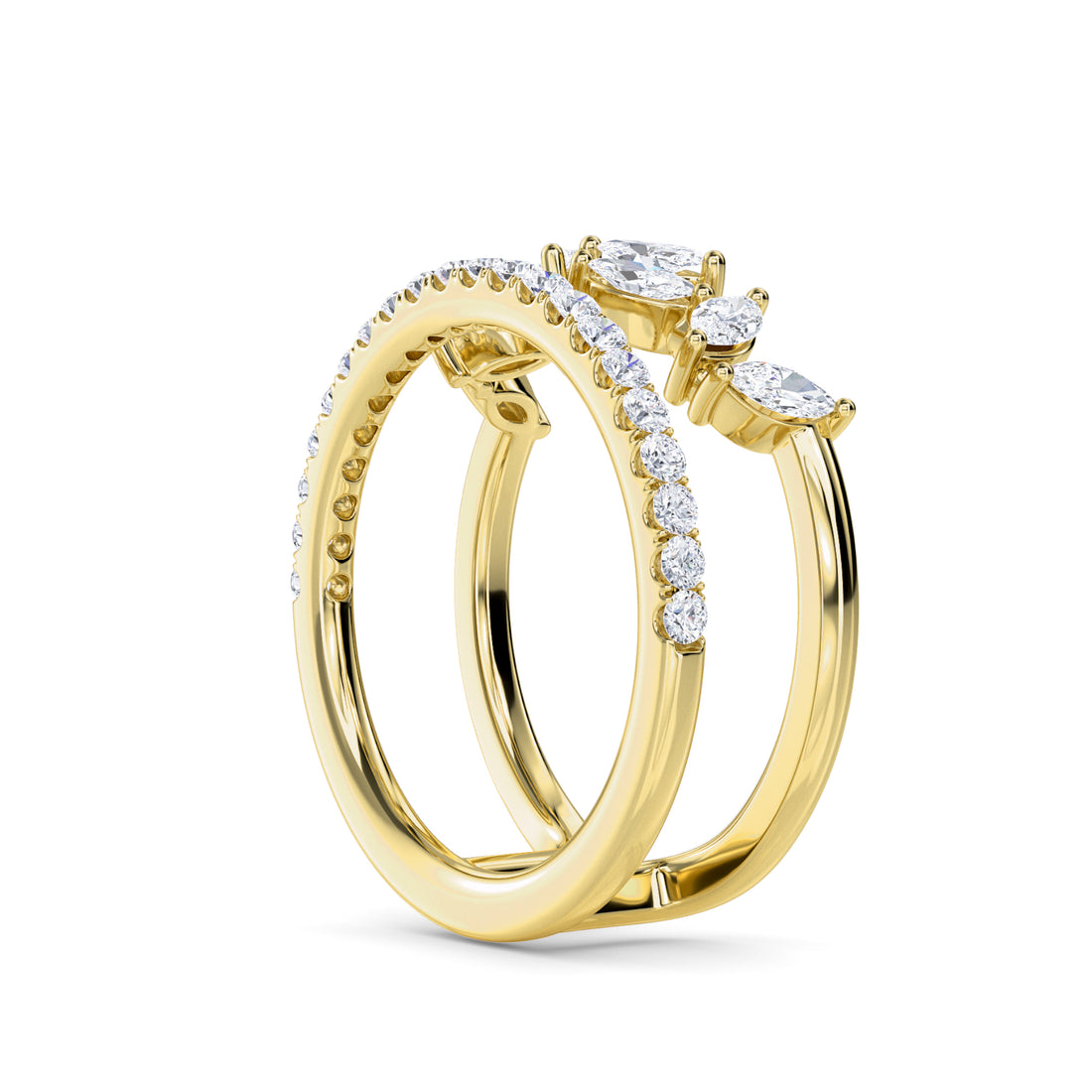 Crown Shape Round & Marquise Lab Grown Diamond Band