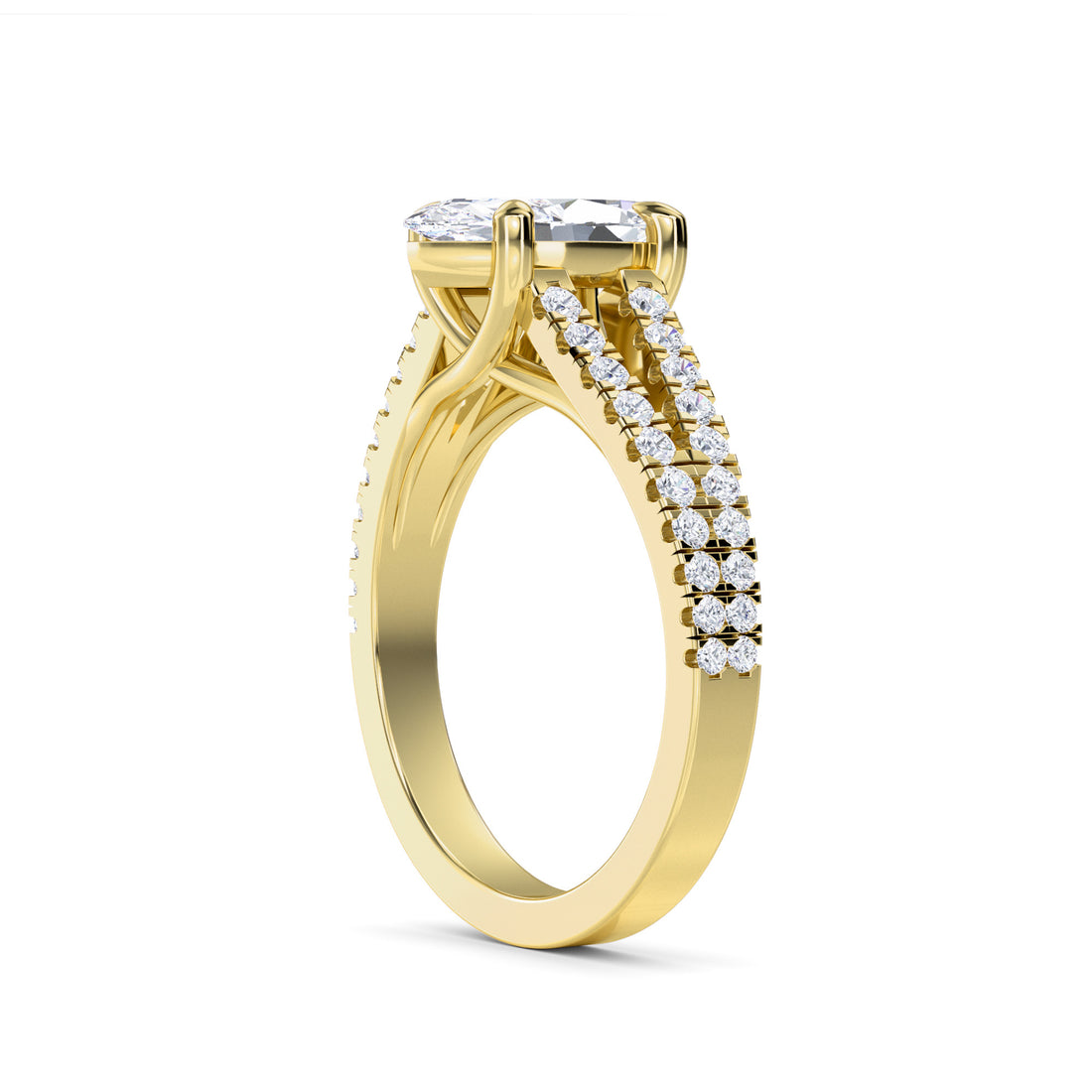 Regal Pave Split Shank Marquise Diamond Ring