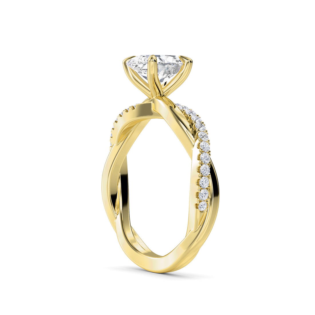 Oval Cut Twisty Band Art Deco Ring For Bridal