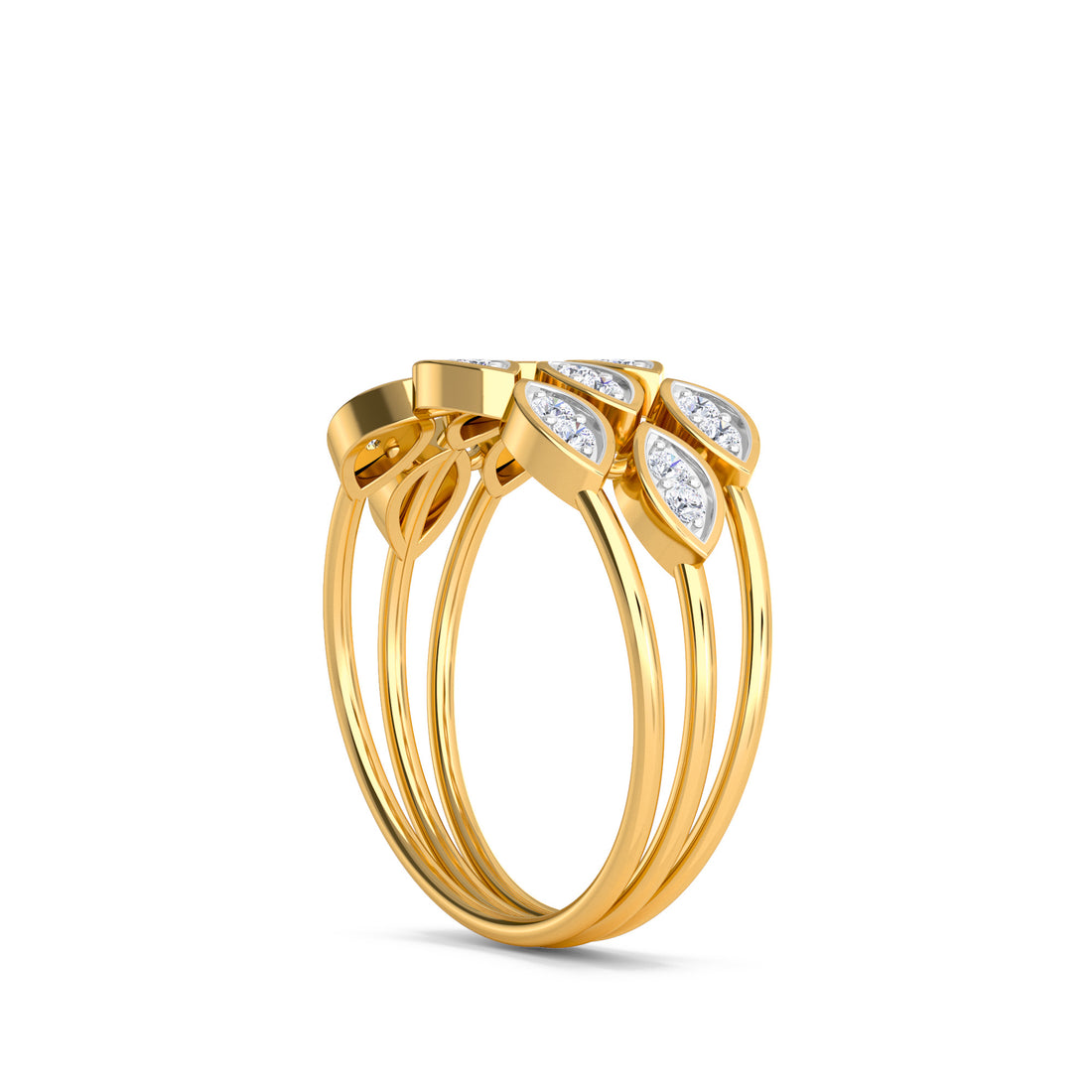 Vintage Style Tri Row Diamond Cluster Ring