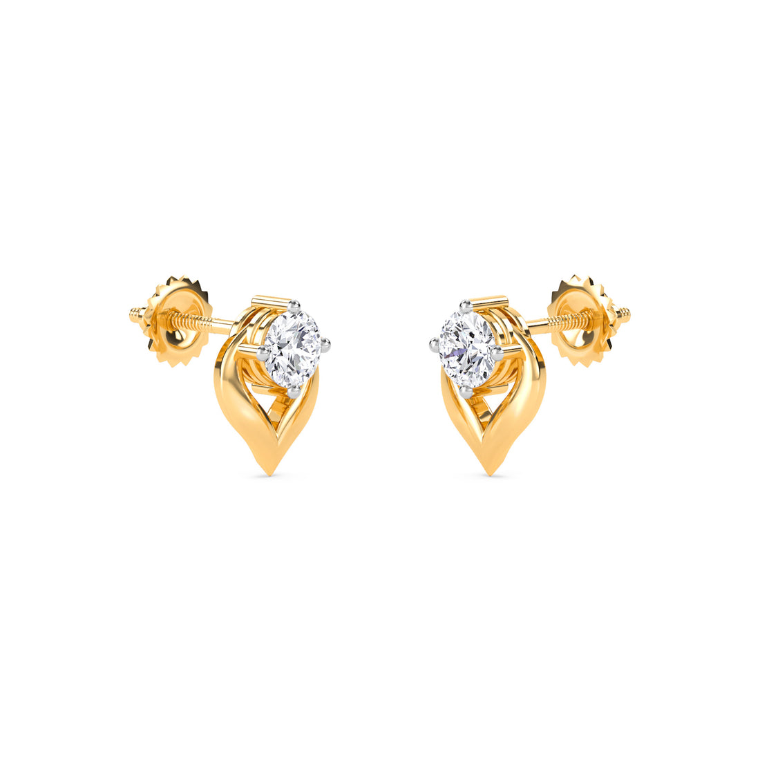Timeless Round Diamond Leaf Studs Earrings