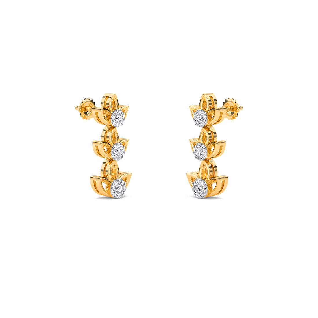 Designer Trio Step Leaf Style Bar Earrings