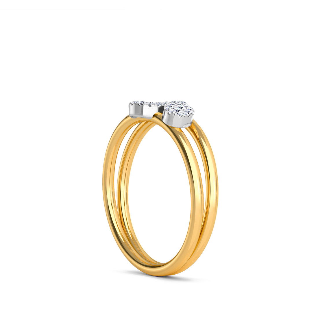 Artistic Diamond Two Tone Oval Shaped Two Row Ring