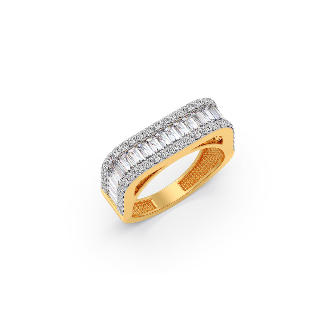 Baguette & Round Diamond Statement Band Ring